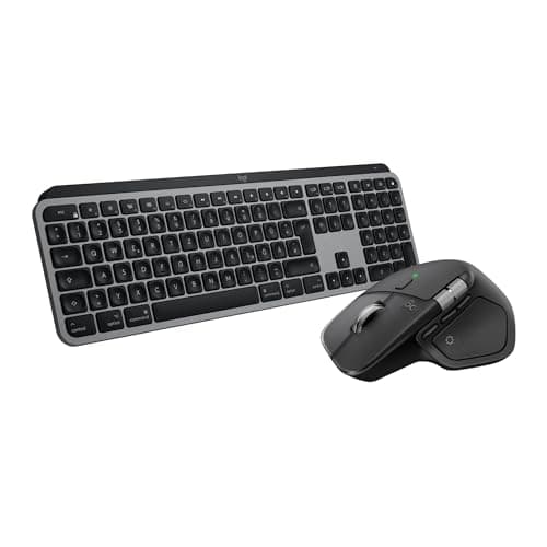 Image of Logitech MX Master 4 for Mac, Ergonomic Bluetooth Mouse with Advanced Performance Haptic Feedback, Ultra-Fast, MacOS, iPadOS, Windows + MX Keys S for Mac, Wireless Keyboard QWERTY UK - Space black