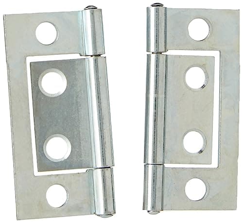 Image of Merriway BH03826 (2 Pcs) Bright Zinc Plated Flush Door Cupboard Hinge, 50 mm (2 inch) - Pack of 2 Pieces