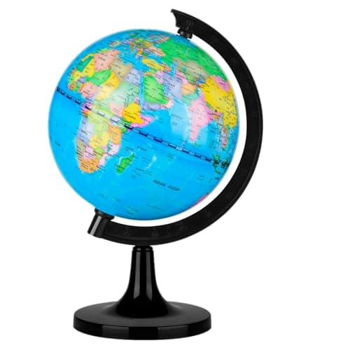 Image of Fun Lites 14CM World Globe for Kids Learning, Educational Rotating World Map Globes Mini Size Decorative Earth Children Globe for Classroom Geography Teaching, Desk and Office Decoration