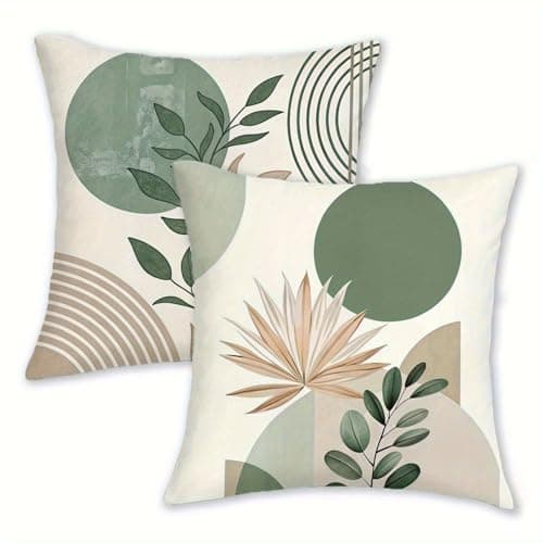 Image of PVOODIRE Boho Cushion Covers 45x45cm Short Plush 2 Pack - Decorative Throw Pillow Covers No Insert for Indoor Outdoor Sofa Bedroom Best Boho Decor
