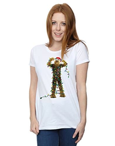 Image of Star Wars Women's Chewbacca Christmas Lights T-Shirt Large White