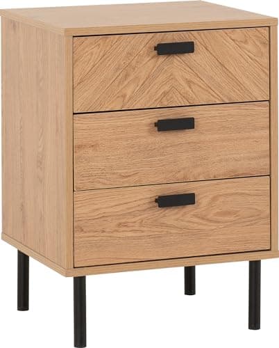 Image of Seconique Leon 3 Drawer Bedside in Medium Oak Effect