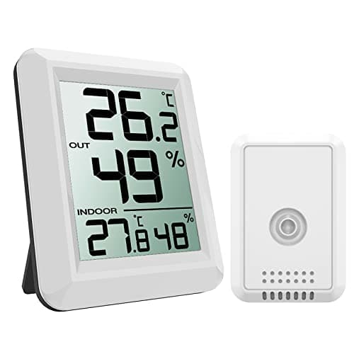 Image of ORIA Digital Thermometer Hygrometer, Indoor/Outdoor Humidity Meter, Temperature Monitor with Wireless Sensor, 328ft/100m Range, °C/°F Selectable, 60s Auto Refresh for home, office, greenhouse etc.
