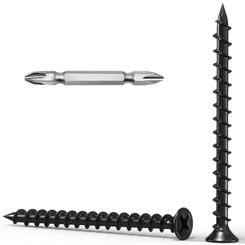 Image of Wavanta 3.9 x 50mm Drywall Screws Coarse Thread Black Phosphate Bugle Head Phillips Drive with Bit, Black Wood Screws for Drywall Sheetrock, Wood and Furniture, Pack of 200