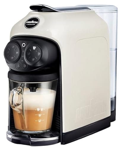 Image of Lavazza, A Modo Mio Deséa Coffee Capsule Machine, Compatible with A Modo Mio Coffee Pods, Touch Interface, Sound Alerts, Automatic Shut-Off, Dishwasher-Safe Components, 1500W, 220-240V, White Cream