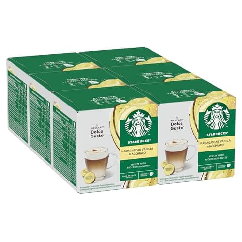 Image of STARBUCKS Madagascar Vanilla Macchiato Coffee Pods by NESCAFÉ Dolce Gusto, 72 Flavoured Coffee Capsules (6 packs)