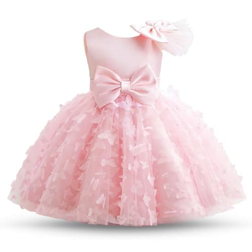 Image of NNJXD Baby Girl Birthday Party Dress Tutu Toddler Girl Cute Bowknot Gown 2064 Pink (2Y) 2 Years