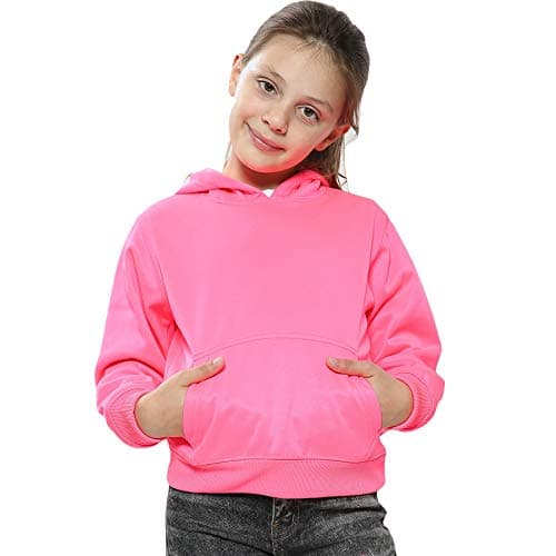 Image of A2Z 4 Kids Girls Boys Plain Sweatshirt Tie Dye Pullover - Plain Sweat Hoodie Neon Pink 5-6