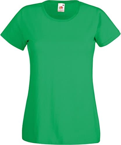 Image of Fruit of the Loom Ladies Fit Valueweight Colours Short Sleeve Cotton T-Shirt, Green - Kelly Green, Medium