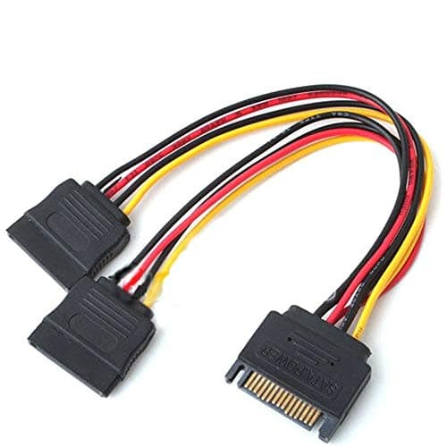 Image of Multibao 15 Pin Sata Male to 2 Sata Female Power Splitter Y Cable 20cm
