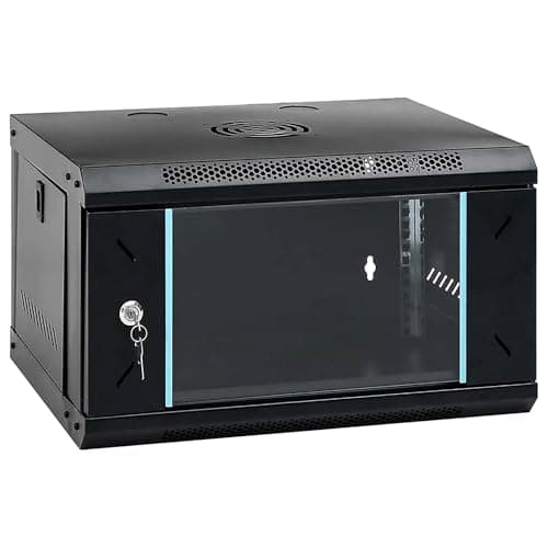 Image of 6U 19" Wall Mount Server Cabinet 450mm Deep – Network Rack Data Cabinet with Lockable Glass Door – Fan PDU & Shelf Included - 19 Inch Rack Enclosure for Home Office, CCTV & Server Equipment (6U)