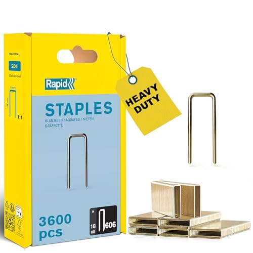 Image of Rapid High-Performance Staples for Dense Materials, Narrow Crown No. 606, Leg Length 18mm, Staple Gun Staples, Resin-Coated Galvanised Steel, 3600 Pieces, Plastic Box (40303094)