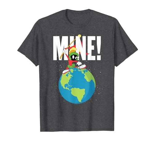 Image of Looney Tunes Marvin The Martian Mine T-Shirt, Men, Dark Heather Grey, 5X-Large