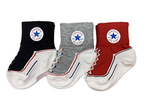 Image of Converse Infant Socks 3 Pack (Grey(MC0172-023)/Black/Red, 6-12 Months)