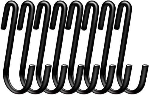 Image of Swatowot 20 Pack Heavy Duty S Hooks 6 cm S Shaped Hanging Hooks Large Hangers for Kitchen, Bathroom, Bedroom and Office (20 Pack, Small, Black)