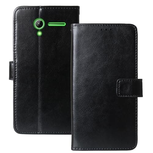 Image of Anybird Book Stand Premium Retro Business Flip Leather Protector Case For Alba ACF28 2G 2.8" Magnetic Card Slot Wallet Protective Bumper Folio Pouch (Black)