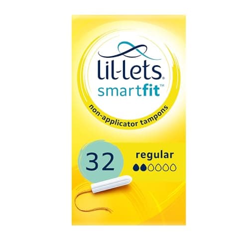 Image of Lil-Lets Non-Applicator Regular Tampons, 32 Count (Pack of 1), For Light to Medium Flow, 2 Droplets, Plant-Based, SmartFit™ Non-App Tampon