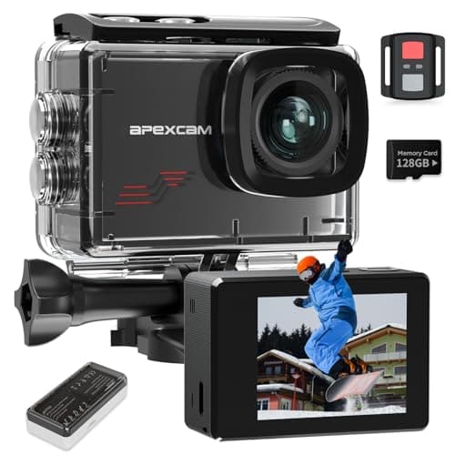 Image of Apexcam M80 Action Camera with 128GB Card 4K 60FPS 48MP 40M Ultra HD Camera Underwater Waterproof Sport Camera 8X Zoom Pre-Recording WIFI Wide Angle with 2x1350 Battery Holder Set Accessories Kits