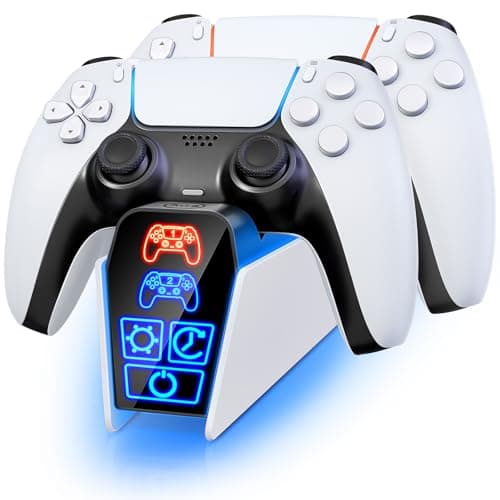 Image of Fenolical PS5 Charging Station, PS5 Controller Charging Dock with Timer Function and Smart Touch Control, Fast Charging PS5 Controller Charger Station with Type-C Cable, PS5 Accessories for Gamer
