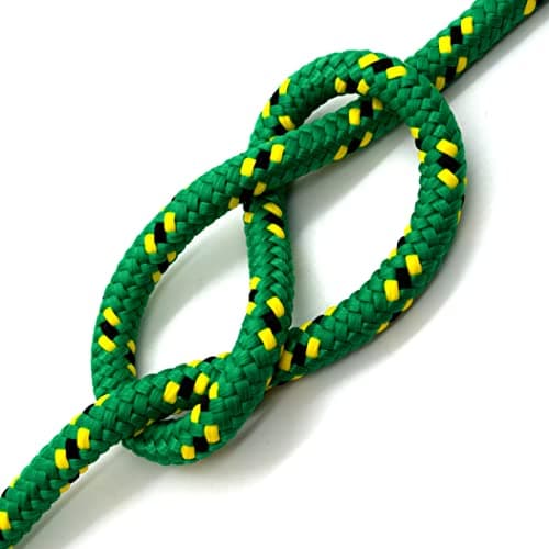 Image of Green & Yellow Polypropylene Rope, Solid Braided Poly Rope Cord Twine for Boat Yacht Dock Line Camping Washing Line (12 mm x 10 metres / 32.8 ft)