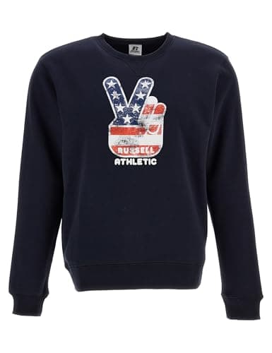Image of Russell Athletic Unisex Mascot Crew Hooded Sweatshirt, Navy Blue, 176 EU