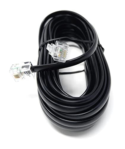 Image of DRUT 5m, RJ11 to RJ11 Telephone Landline Cable ADSL (6P4C) Flat Lead High Speed BT Internet Broadband Male to Male Router, Modem, Phone Extension Wire (16.5ft, Black)