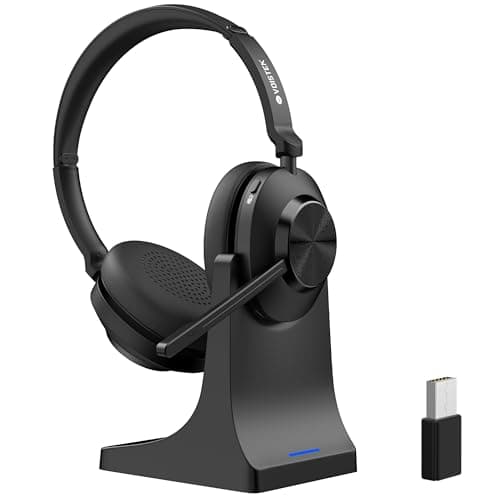 Image of Voistek Wireless Headset with Microphone,Bluetooth Headset with USB Dongle & Charging Dock,50H Battery and Mute Button,Noise Cancelling Mic for PC,Laptop,Home Office,Zoom,Teams,Call Centre