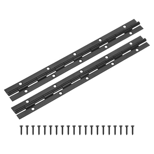 Image of M METERXITY 2-Pack Piano Hinges, 12 Inch / 300mm Stainless Steel Continuous Piano Hinge with Holes and Screws for Cabinets Door/Storage Box [1.2X 0.06/ 30x 1.5mm Open Width Thick, Black]