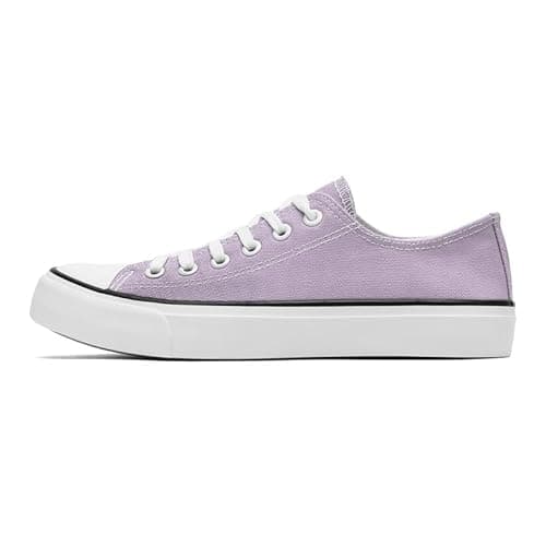 Image of Ladies Canvas Shoes Low Top Trainers for Women Men Classic Lace Up Sneakers Canvas Plimsolls Pumps Casual Tennis Shoes Purple