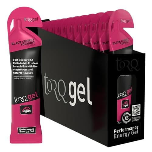 Image of TORQ Running Gels with Electrolytes - 2:1 Maltodextrin: Fructose for Endurance Sports & Optimal Performance | Energy Gels for Running, Cycling & Marathons - 30g Carbs Per Gel | Cherry Yoghurt 15