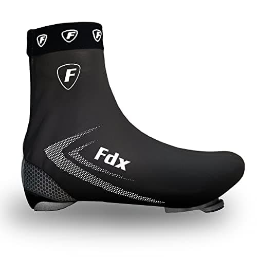 Image of FDX Reflective Cycling Overshoes, Waterproof Bike Shoe Covers, Windproof Lightweight All Season Gaiters for Men and Women - Road Biking, MTB, Hi Viz Accessories Black, L