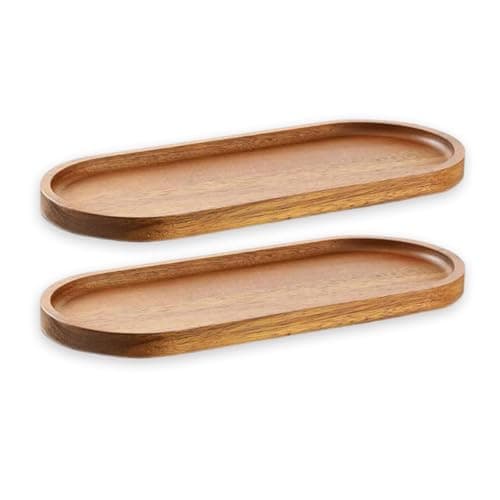 Image of Linwnil Wood Serving Trays 11.5x4 Inch Charcuterie Boards Oval Wooden Plates Wood Serving Platter Cheese Dinner Plates Bulk for Dessert Snack Bread Fruit Appetizer Dishes (2)