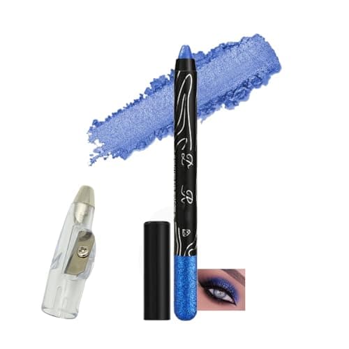 Image of Shimmer Eyeshadow Stick With Glitter Sparkle - Creamy Eye Shadow Pencil & Easy Blend Eye Makeup Stick, Waterproof Long Lasting Eyeshadow, Sweat Resistant Smudge Proof Makeup(Sapphire Blue)