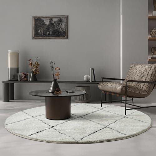 Image of the carpet Bahar Shaggy Elegant Designer Living Room Rug, Soft & Easy-Care High Pile Living Room Rug in Cream/Black, 120 cm, Round