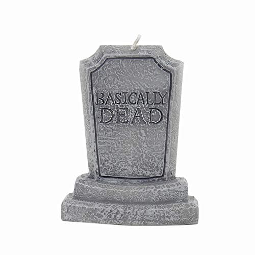 Image of Gift Republic 'Basically Dead' tombstone cake candle, Grey