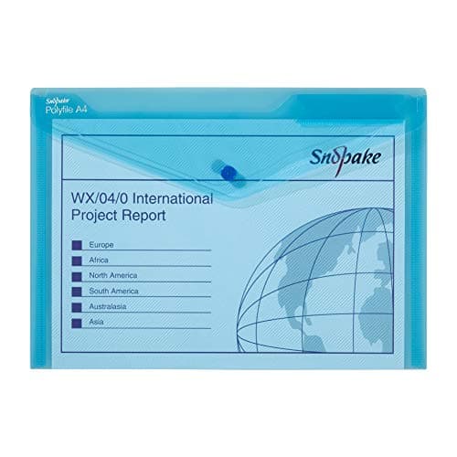 Image of Snopake 12838X Polyfile A4 Popper Wallet File with Press Stud and Index Tab Classic Blue (Pack of 5)
