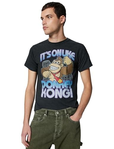 Image of Nintendo Men's Its on T-Shirt, Char HTR, XL