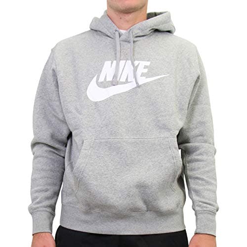 Image of Nike M Nsw Club Hoodie PO BB Gx Sweatshirt - Dark Grey Heather/Matte Silver/(White), Large-T