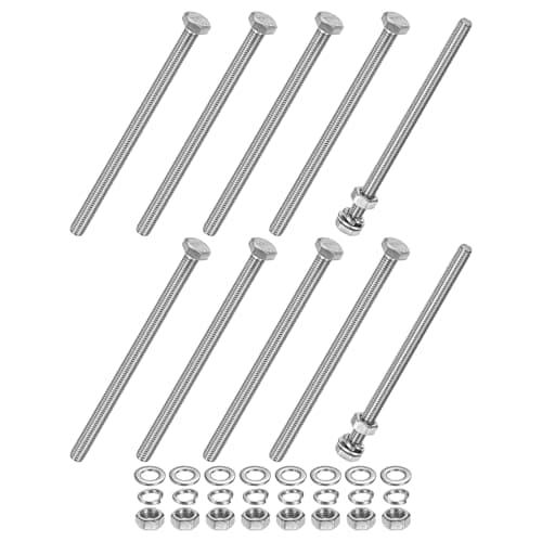 Image of M METERXITY 10-Pack Hex Head Screw Bolt with Nuts Flat & Lock Washers M6x100mm Stainless Steel Bolts and Nuts Kit Fully Threaded Metric Bolt Assortment for Equipment/Machinery