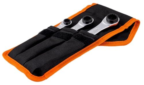 Image of Bahco S4RM/3T Reversible Ratchet Spanner Set of 3 – 12 Spanners in 3 Including Storage Pouch 8-19mm