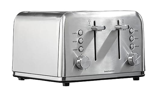 Image of Daewoo Kensington, Toaster 4 Slice, Stainless Steel, Removable Crumb Tray, Defrost, Reheat And Browning Controls, Cancel Function, High Lift Lever, Easy To Clean, Stainless Steel