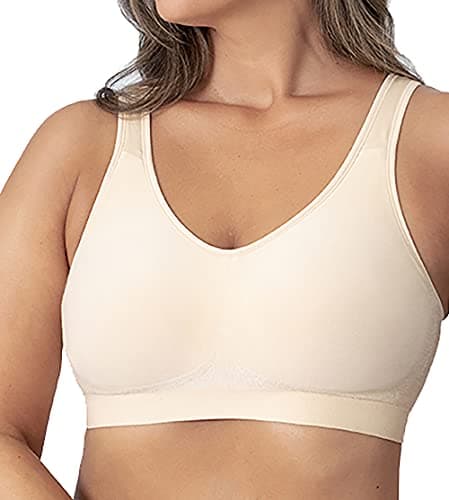 Image of SHAPERMINT Daily Comfort Wireless Shaper Bra - High Support Compression Bras for Women with Extra-Wide Straps - Hook and Eye Closure - Wirefree Womens Bras - Small to Plus Size Nude