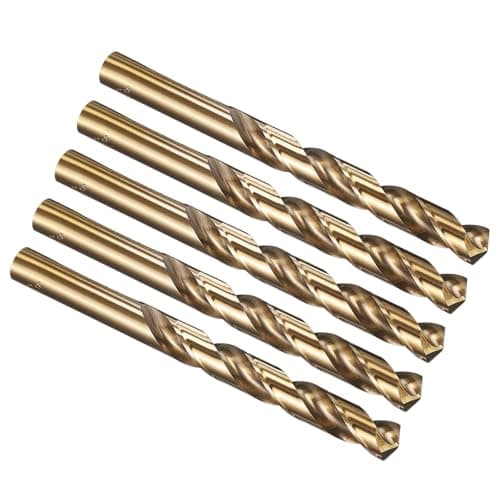 Image of PATIKIL 12mm Drill Bit, M35 Cobalt 5% High-Speed Steel Jobber Straight Shank 135° Gold Finish for Stainless Steel Hard Metal - 5 Pack