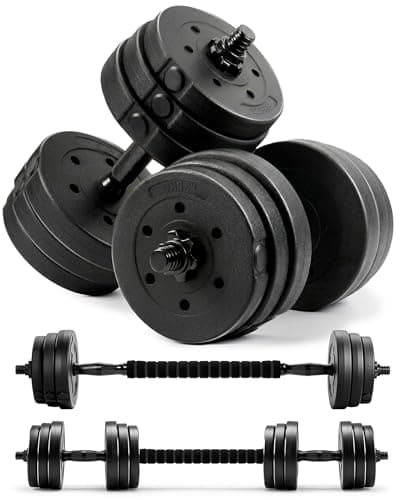 Image of Kayman Adjustable Dumbbell & Barbell Set 12kg/20kg – Home Gym 2-in-1 Free Weights with Connector Bar, Strength Training Dumbbells for Men & Women, Fast Assembly Weight Set for Full Body Workout
