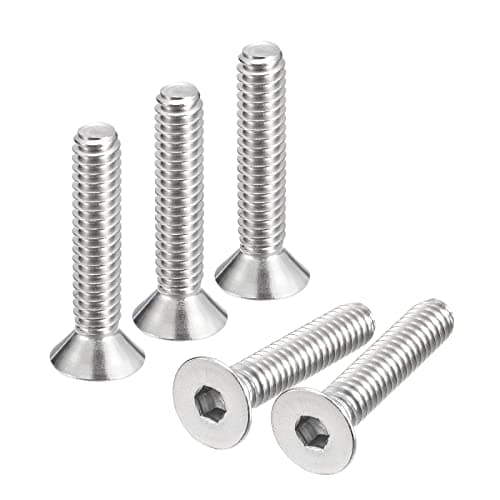 Image of sourcing map 1/4-20x1-1/4" Flat Countersunk Head Socket Cap Screws, 10Pcs 304 Stainless Steel Hex Socket Flat Head Screws, Full Thread, Countersunk Bolts
