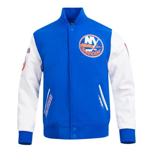 Image of Pro Standard Men's NHL Classic M Wool Varsity Jacket, Royal Blue/White, M