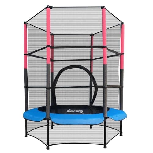 Image of GALACTICA NEW Mini Trampoline | 4.5FT 55" with Safety Net Enclosure | Indoor Outdoor Children’s Activity Junior Trampoline - Blue