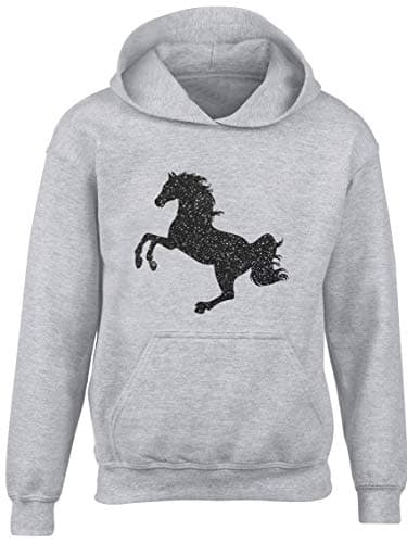 Image of Hippowarehouse Glitter Horse Kids Children's Unisex Hoodie Hooded top Grey