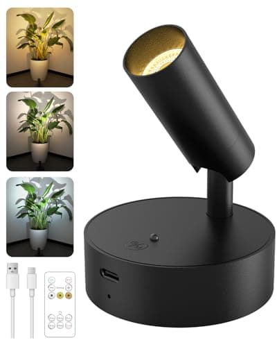 Image of GOODEA Battery Operated Spot Light Indoor with Remote 3000mAh,3 CCT Dimmable Rechargeable Picture Light for Wall,Tree Spotlight Indoor,Uplighting Stick on Wall for Plant Artwork