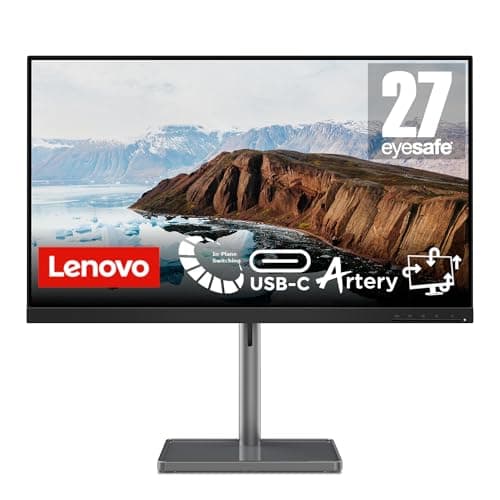 Image of Lenovo L27m-30 | 27 Inch Full HD Monitor | 1920x1080 | 75Hz | 250 nits | 4ms Response Time | HDMI | VGA | AMD FreeSync | Integrated Camera & Speaker | Height Adjustable | Black